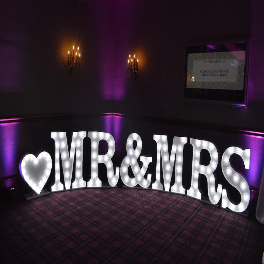 'MR & MRS' 4ft LED Letters | Letter Hire London | Weddings London